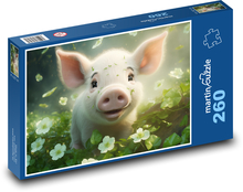 Prase - květiny, sele Puzzle 260 - 41x28,7 cm
