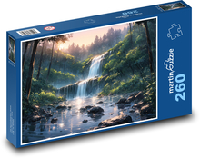 Les - vodopád, príroda Puzzle 260 dielikov - 41 x 28,7 cm 
