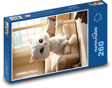 Roztomilé biele mačiatko Puzzle 260 dielikov - 41 x 28,7 cm