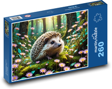 Ježek v růžových květinách Puzzle 260 dílků - 41 x 28,7 cm