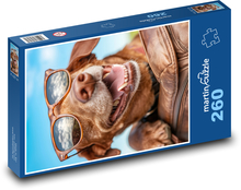 Laughing dog with glasses Puzzle 260 pieces - 41 x 28.7 cm 