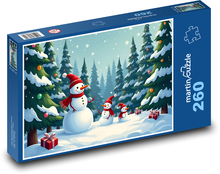 Sněhuláci ve vánočním lese Puzzle 260 dílků - 41 x 28,7 cm