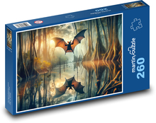 Netopýr letící nočním lesem Puzzle 260 dílků - 41 x 28,7 cm