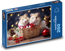 Słodkie chomiki w koszyku Puzzle 260 elementów - 41x28,7 cm