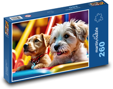 Urocze szczeniaki na huśtawce Puzzle 260 elementów - 41x28,7 cm