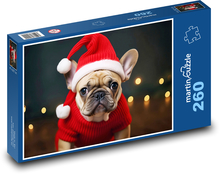 Pies w świątecznym kapeluszu Puzzle 260 elementów - 41x28,7 cm