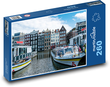 Amsterdam - budovy, kanál Puzzle 260 dílků - 41 x 28,7 cm