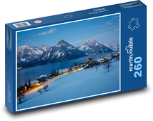 Zimní krajina u jezera Puzzle 260 dílků - 41 x 28,7 cm