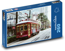 Red tram in the city Puzzle 260 pieces - 41 x 28.7 cm 