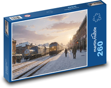 Züge an der schneebedeckten Station Puzzle 260 Teile - 41 x28,7 cm