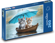 Kittens - rain, boat Puzzle 260 pieces - 41 x 28.7 cm 