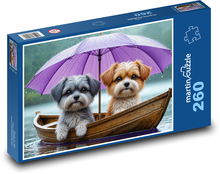 Psy na lodi - šteniatko, domáce zviera Puzzle 260 dielikov - 41 x 28,7 cm