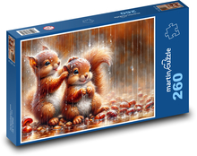 Veveričky v daždi Puzzle 260 dielikov - 41 x 28,7 cm 
