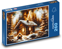 Chatka na śniegu Puzzle 260 elementów - 41x28,7 cm