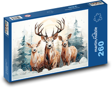 Jelen s laněmi Puzzle 260 dílků - 41 x 28,7 cm