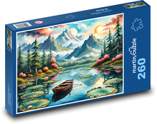 Łódź na jeziorze Puzzle 260 elementów - 41x28,7 cm