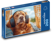 Zlatý retriver se sluchátky Puzzle 260 dílků - 41 x 28,7 cm