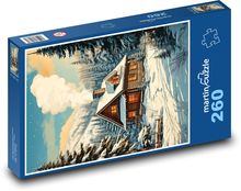 Chata v zimě Puzzle 260 dílků - 41 x 28,7 cm