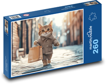 Katze mit Einkaufstasche Puzzle 260 Teile - 41 x28,7 cm