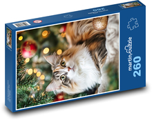 Die Katze am Weihnachtsbaum Puzzle 260 Teile - 41 x28,7 cm