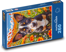 Dog - orange flowers Puzzle 260 pieces - 41 x 28.7 cm 