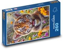 Tygrys - kwiaty Puzzle 260 elementów - 41x28,7 cm