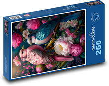 Vögel in Blumen Puzzle 260 Teile - 41 x28,7 cm