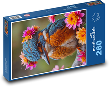 Kingfisher, flowers Puzzle 260 pieces - 41 x 28.7 cm 
