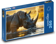 Nashorn im Wasser Puzzle 260 Teile - 41 x28,7 cm