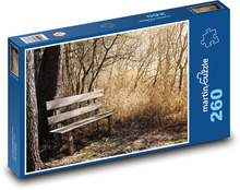 Drevená lavička v lese Puzzle 260 dielikov - 41 x 28,7 cm 