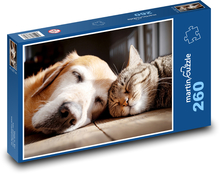 Spiaca mačka a pes Puzzle 260 dielikov - 41 x 28,7 cm 