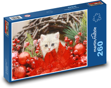 Mačky a vianočné ozdoby Puzzle 260 dielikov - 41 x 28,7 cm 