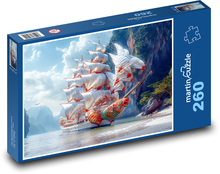 Plachetnice na pobreží Puzzle 260 dielikov - 41 x 28,7 cm 