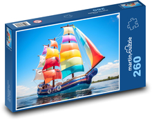 Łódź z kolorowymi żaglami Puzzle 260 elementów - 41x28,7 cm