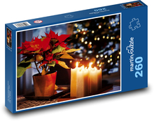 Kwiat Bożego Narodzenia - świece Puzzle 260 elementów - 41x28,7 cm