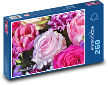Růže - růžové květy Puzzle 260 dílků - 41 x 28,7 cm