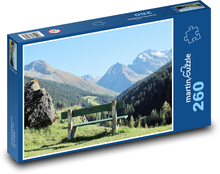 Blick auf die Berge - Bank Puzzle 260 Teile - 41 x28,7 cm