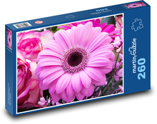 Gerbera - róże Puzzle 260 elementów - 41x28,7 cm