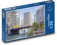 Řeka - Chicago, domy Puzzle 130 dílků - 28,7 x 20 cm