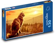 Mačka pri západe slnka Puzzle 130 dielikov - 28,7 x 20 cm 