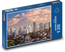 Budovy - mesto, západ slnka Puzzle 130 dielikov - 28,7 x 20 cm 