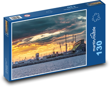 Jeřáby v přístavu Puzzle 130 dílků - 28,7 x 20 cm