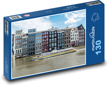 Amsterdam - budovy, kanál Puzzle 130 - 28,7x20 cm