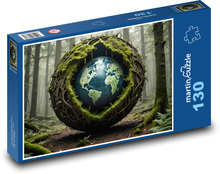 Glóbus v lese Puzzle 130 dielikov - 28,7 x 20 cm 
