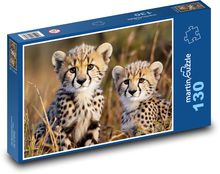 Kurčatá gepardov Puzzle 130 dielikov - 28,7 x 20 cm 