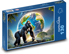Gorilla near the planet earth Puzzle 130 pieces - 28.7 x 20 cm