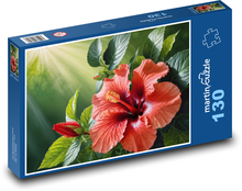 Blühender Hibiskus im Garten Puzzle 130 Teile - 28,7x20 cm