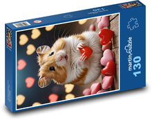 Roztomilý škrečok so srdiečkami Puzzle 130 dielikov - 28,7 x 20 cm