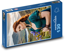 Portret kobiety w górach Puzzle 130 elementów - 28,7x20 cm