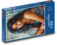 Portret czarnowłosej dziewczyny Puzzle 130 elementów - 28,7x20 cm